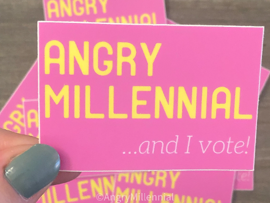 Angry Millennial | Voting Sticker | 80s Kid | 90s Kid | Vinyl Sticker