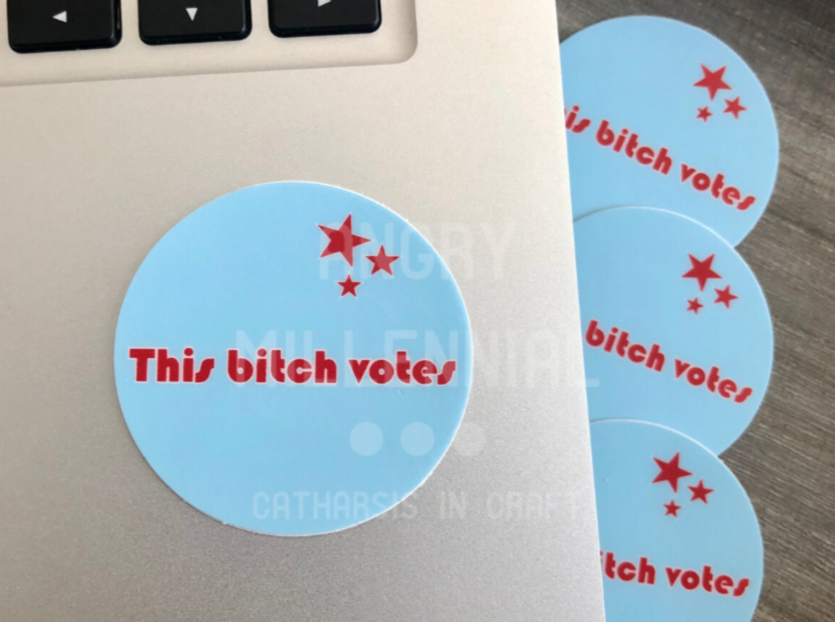 This Bitch Votes Blue Vinyl Sticker