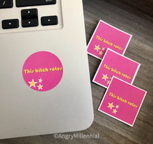 Load image into Gallery viewer, This Bitch Votes Pink Glossy Sticker

