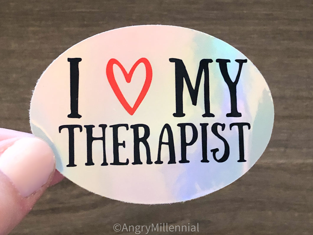 I Heart my Therapist Sticker | Therapist Bumper Sticker | Mental Health Decal | Self-Care Sticker