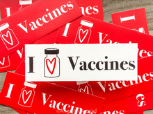 Load image into Gallery viewer, I Heart Vaccines Sticker | Vaccine Bumper Sticker | Pro-Vaccination Decal
