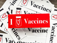 Load image into Gallery viewer, I Heart Vaccines Sticker | Vaccine Bumper Sticker | Pro-Vaccination Decal
