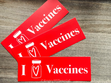 Load image into Gallery viewer, I Heart Vaccines Sticker | Vaccine Bumper Sticker | Pro-Vaccination Decal
