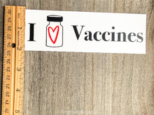 Load image into Gallery viewer, I Heart Vaccines Sticker | Vaccine Bumper Sticker | Pro-Vaccination Decal
