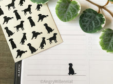 Load image into Gallery viewer, Black Dog Silhouette Planner Stickers | Labrador Stickers | Black Lab

