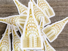 Load image into Gallery viewer, Chrysler Building Gold Sticker | Clear Vinyl Sticker | Art Deco Architecture | NYC Decal
