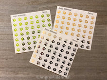 Load image into Gallery viewer, Clear Metallic Colorful Paw Print Stickers | Paw Planner Sticker | Colorful Paws

