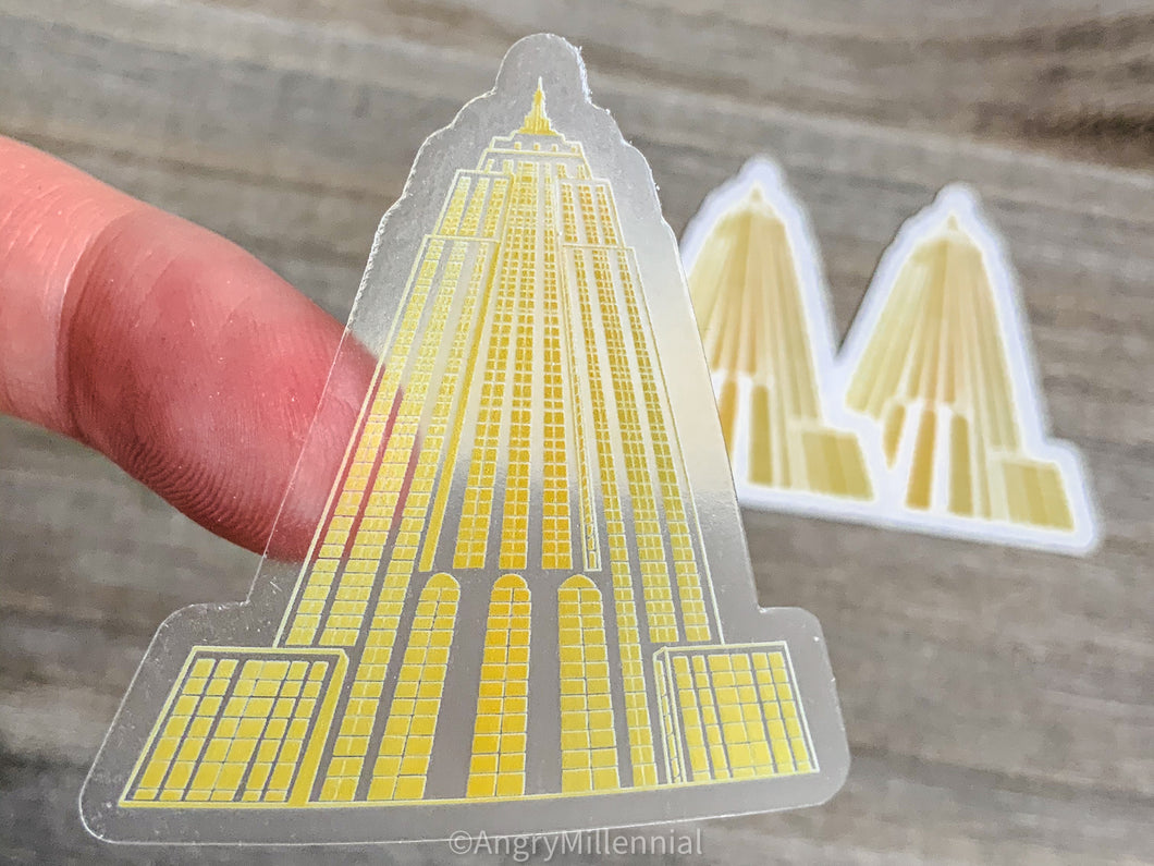 Empire State Building Sticker | Gold Vinyl Sticker | NYC Sticker | Art Deco