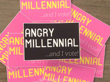 Load image into Gallery viewer, Angry Millennial | Voting Sticker | 80s Kid | 90s Kid | Vinyl Sticker
