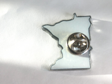 Load image into Gallery viewer, Minnesota Uffda Pin | Minnesota Shaped Pin | Midwest Scandinavian Pin
